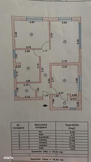 Apartament cu 3 camere decomandat în Dămăroaia