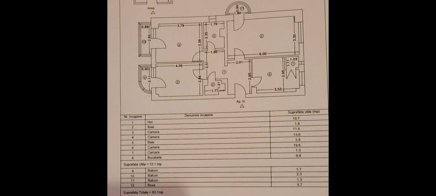 Apartament cu 3 camere decomandat în Central