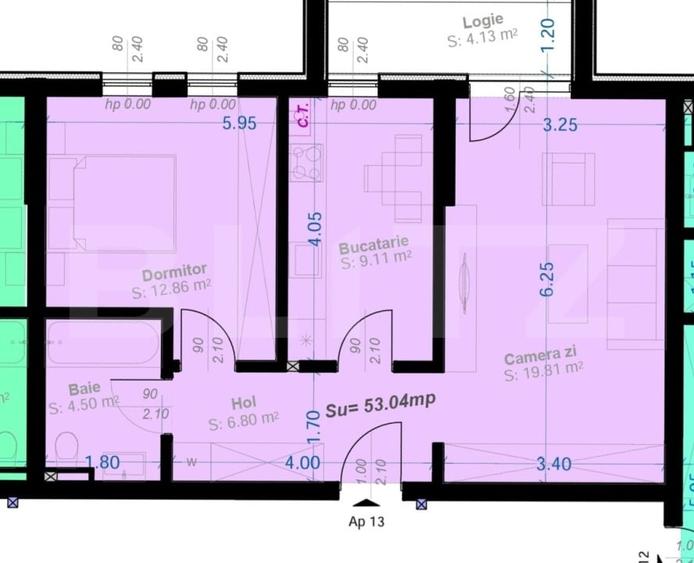 Apartament 2 Camere, 53mp | Zona Aradului | Etaj 1 - 1