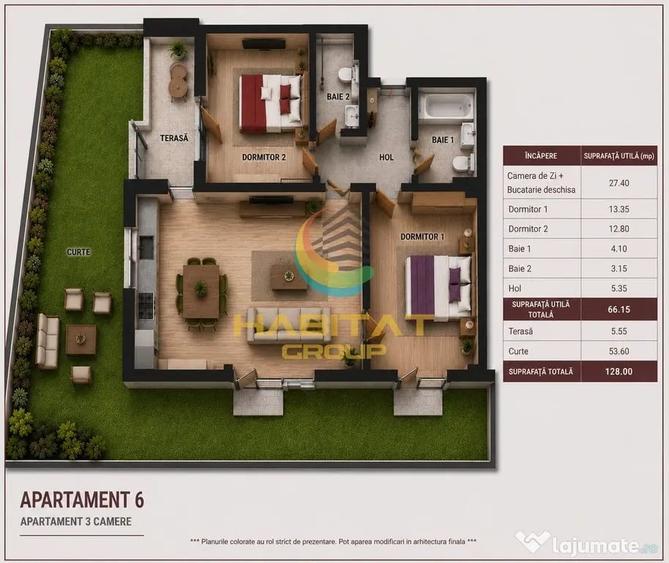 Apartament cu 3 camere semidecomandat în Titan