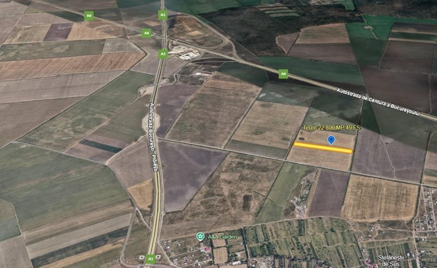 Teren agricol intravilan de 22800 mp, în Ștefăneștii de Jos