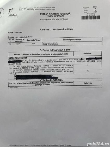 Teren de 480 mp, în Central