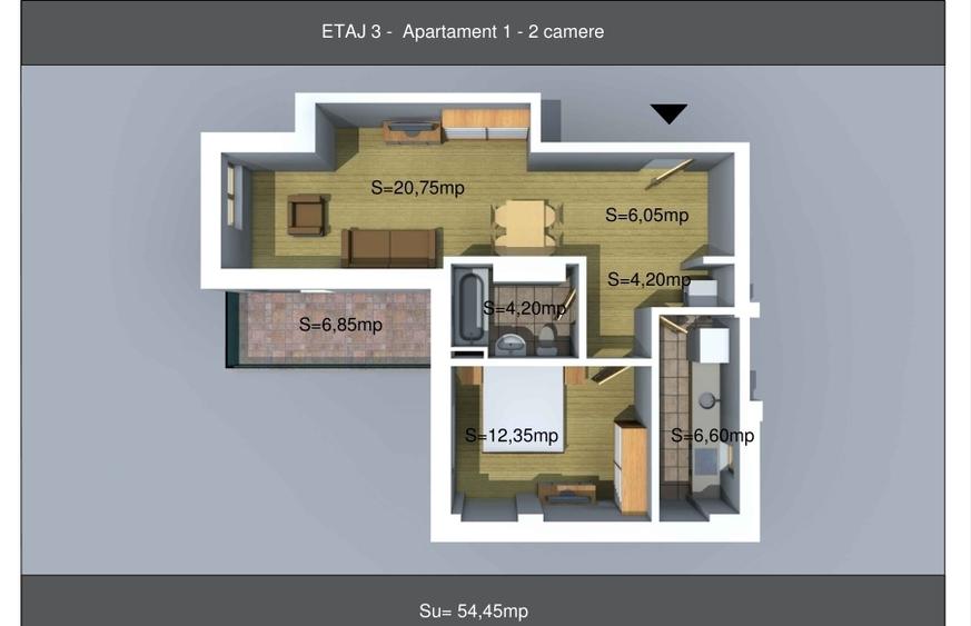 Apartament cu 2 camere decomandat în Chitila