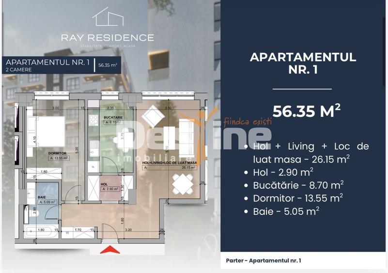Apartament cu 2 camere decomandat în Cornitoiu