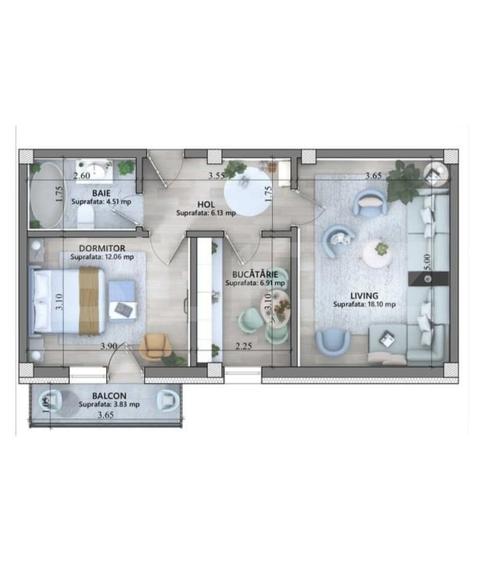 Apartament cu una, două sau trei camere, Lunca Cetățuii, strada Editurii - 1