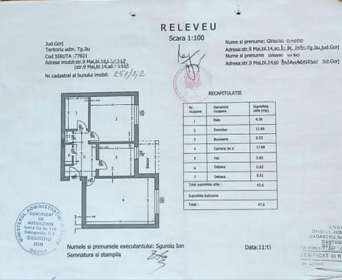 Apartament cu 2 camere decomandat în 9 Mai
