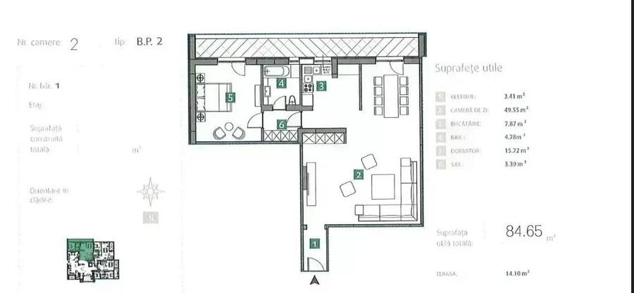 Apartament cu 2 camere decomandat în Străulești