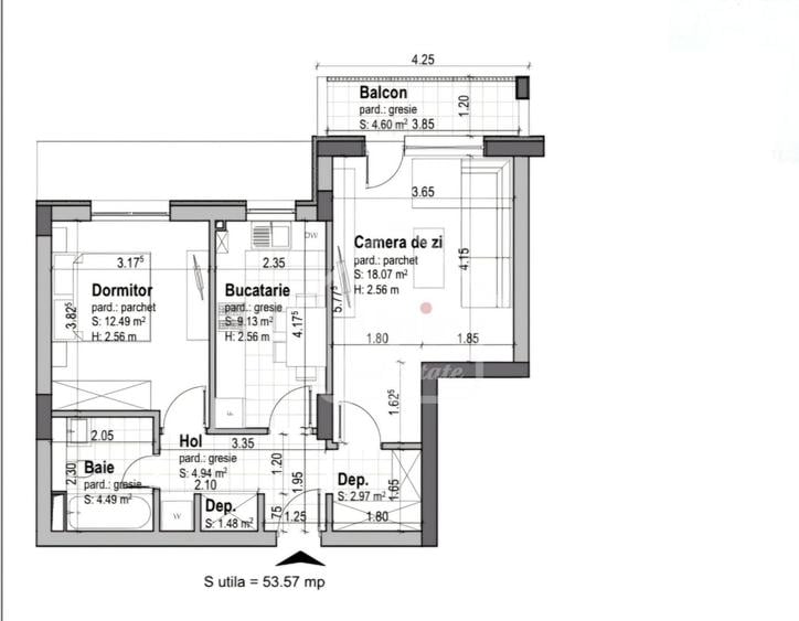 Apartament cu 2 camere decomandat în Tractorul