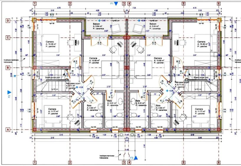 Duplex cu 4 camere cu Canalizare în Popești
