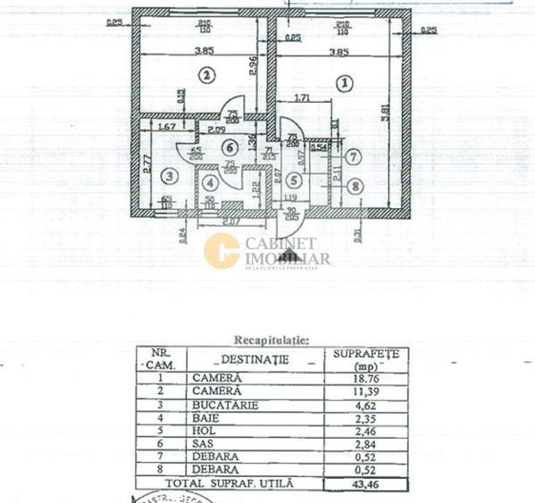 Apartament cu 2 camere semidecomandat, mobilat în Calea Victoriei
