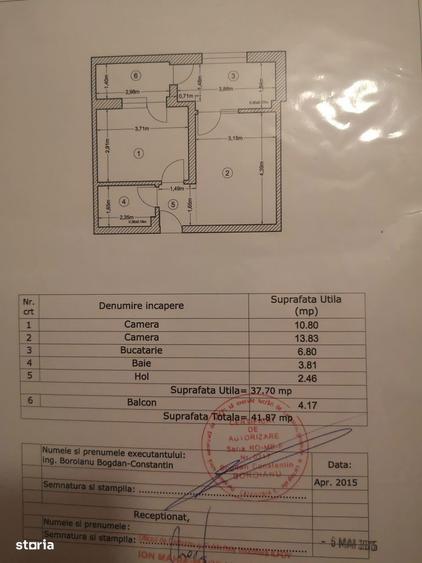 Apartament cu 2 camere semidecomandat în Central