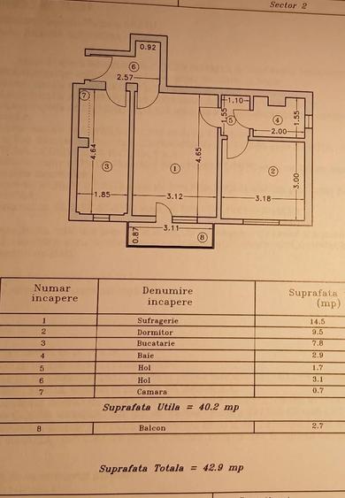 Apartament cu 2 camere semidecomandat în Tei