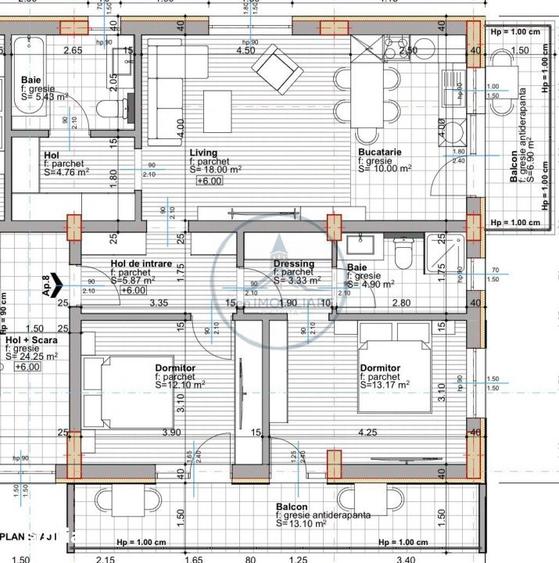 Apartament cu 3 camere în Cetății