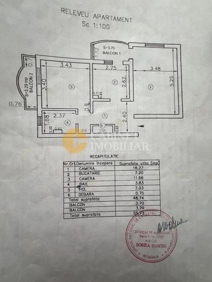 Apartament cu 2 camere decomandat, mobilat în Dancu