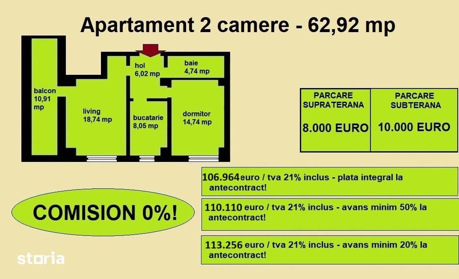 Apartament cu 2 camere decomandat în Galata