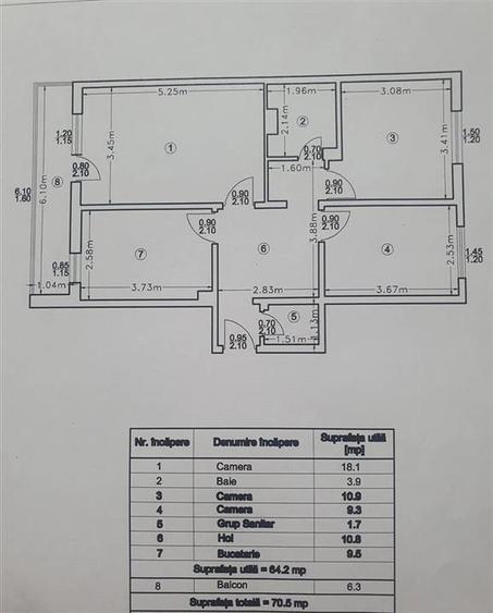 Apartament cu 3 camere decomandat, mobilat în Mircea cel Bătrân
