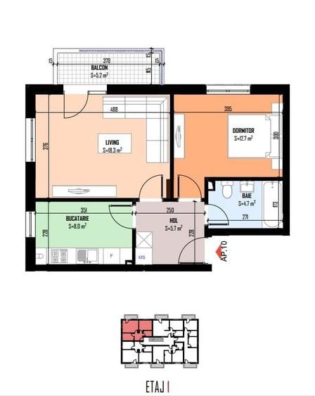 Apartament cu 2 camere în Central