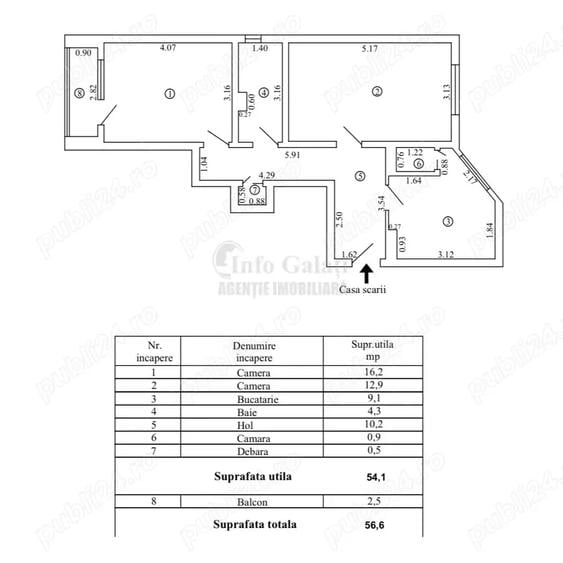 Apartament cu 2 camere decomandat în Central