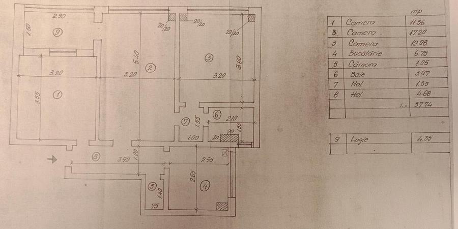 Apartament cu 3 camere semidecomandat în Griviței