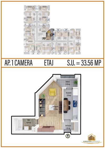 Garsoniera de vanzare, compex Eurocasa Residence, Militari Residence