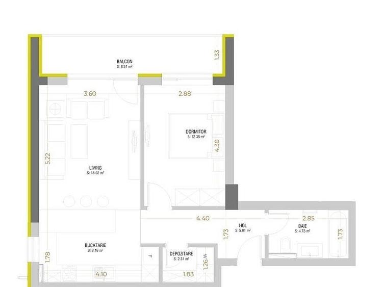 Doua camere open space Urban Plaza terasa parcare etaj 7 - 11