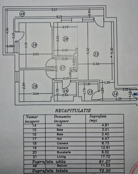 Apartament cu 3 camere decomandat în Central