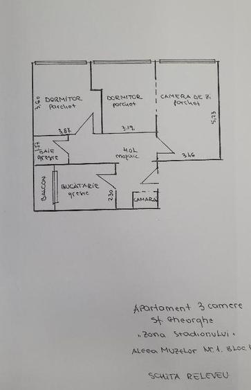 Apartament cu 3 camere semidecomandat în Simeria
