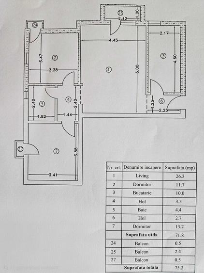 Apartament cu 3 camere semidecomandat în Mogoșoaia