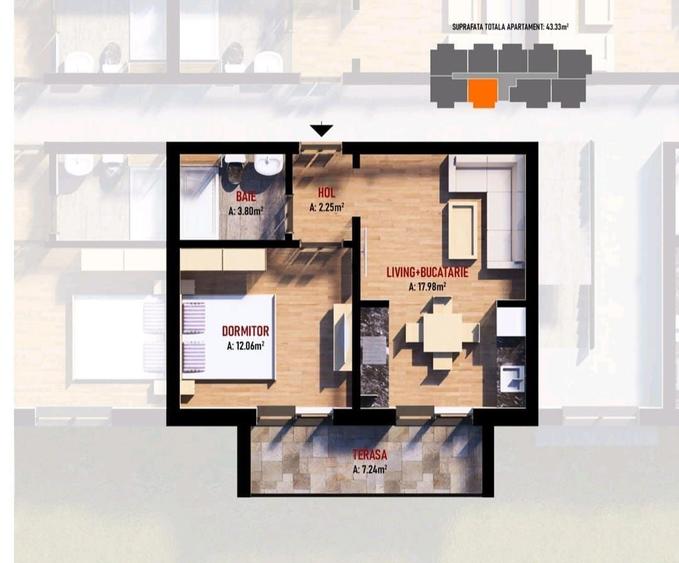 Apartament cu 2 camere decomandat în Dobroești
