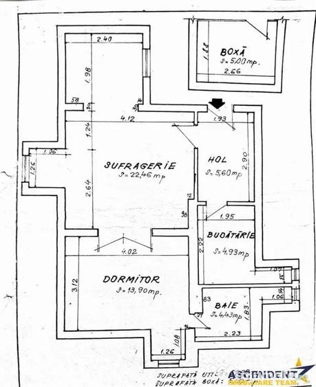 Apartament cu 2 camere nedecomandat în Central