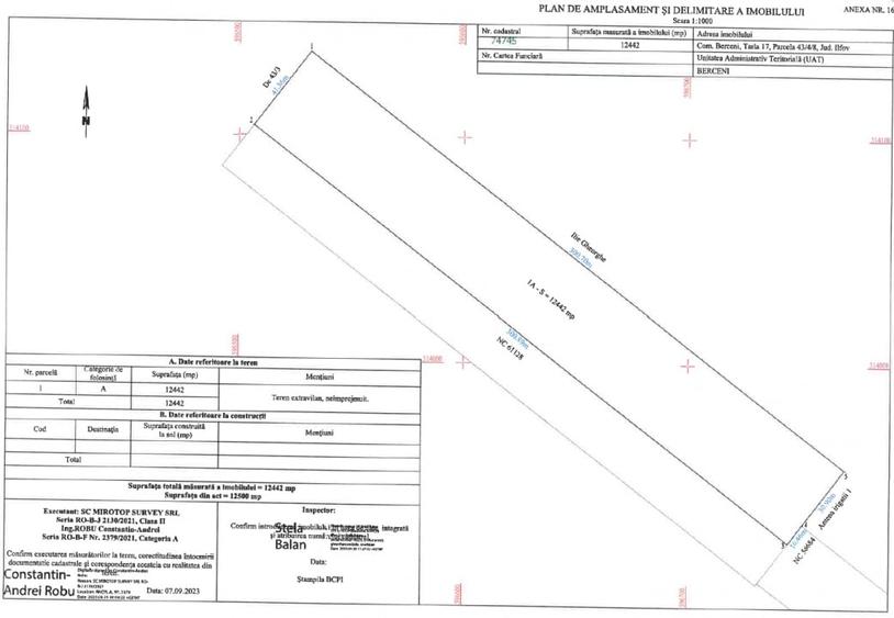 Teren agricol extravilan de 12442 mp, în Berceni