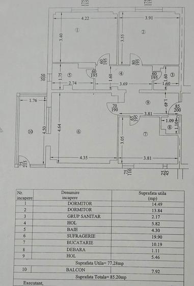 Apartament cu 3 camere decomandat în Mărășești