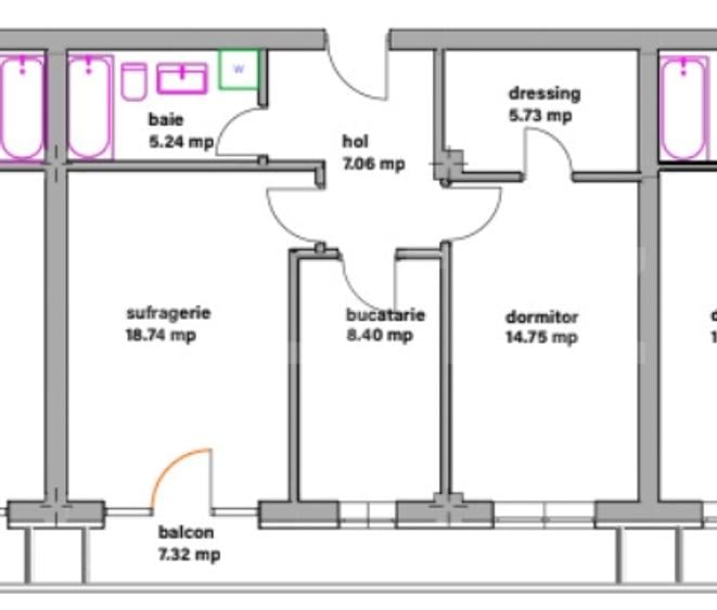 Apartament cu 2 camere decomandat în Ghimbav