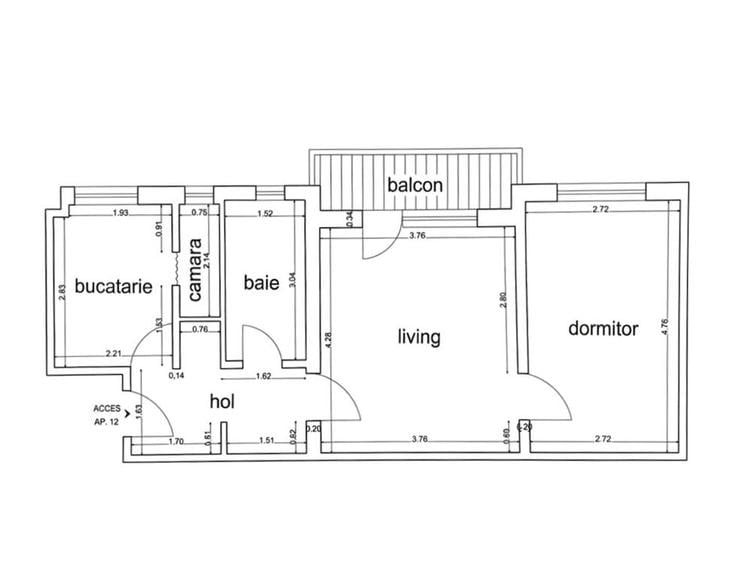 Apartament cu 2 camere semidecomandat în Sud