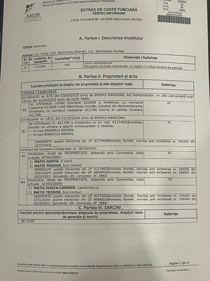 Teren Construcții intravilan de 560 mp, în Sânmihaiu Român