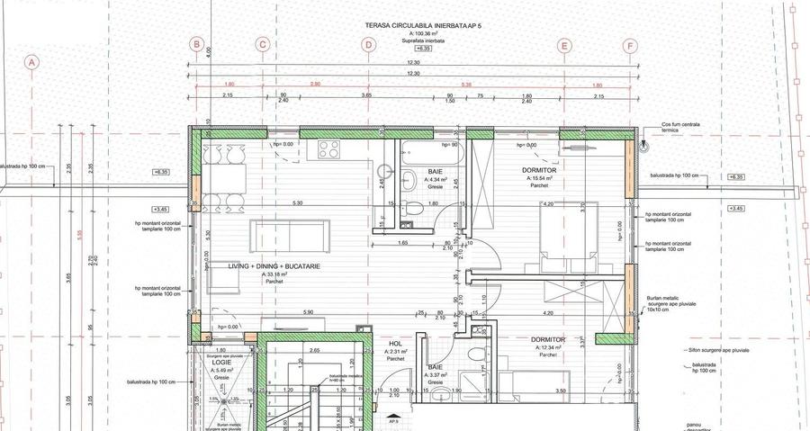 Apartament cu 3 camere semidecomandat în Plopilor