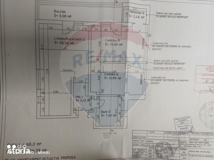 Apartament cu 3 camere semidecomandat în Eminescu