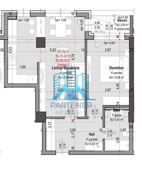 Apartament cu 3 camere în Rediu