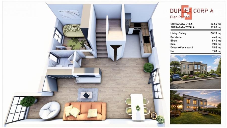 Duplex cu 4 camere cu Canalizare în Giarmata
