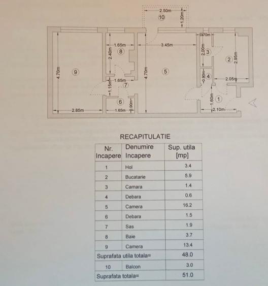 Apartament 2 Podu Ros - 51mp - etaj intermediar - 12