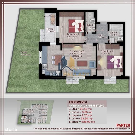 3 Cam-Gradina proprie 55mp,Bloc Boutique,Metrou Teclu-,1/2 Parcare - 9