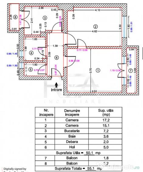 Apartament cu 2 camere decomandat, mobilat în Regie