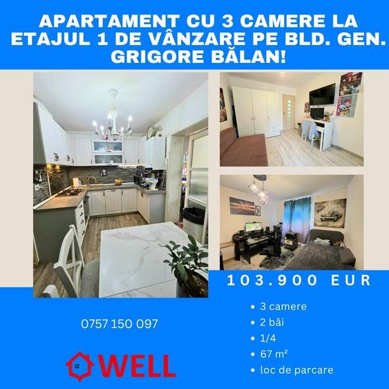 Apartament cu 3 camere în Lenin