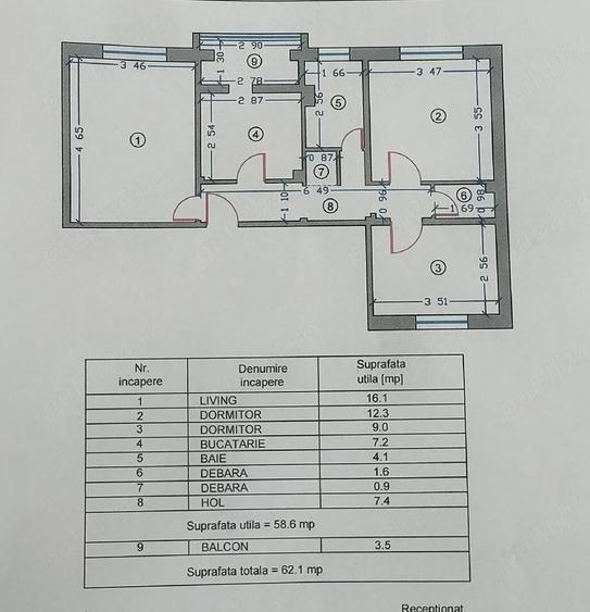 Apartament cu 3 camere decomandat în Central