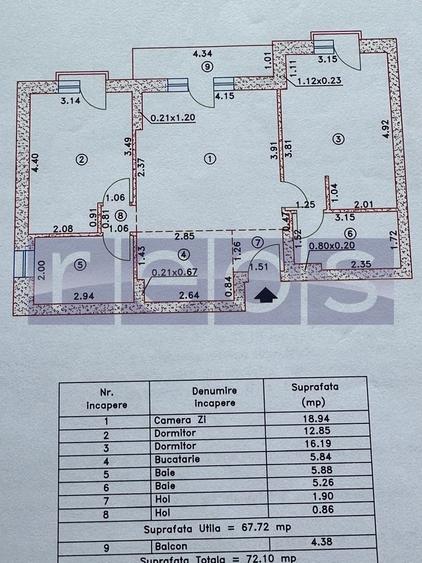 Apartament cu 3 camere în Ștefăneștii de Jos