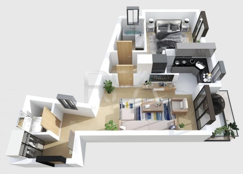 Apartament cu 2 camere semidecomandat în Moșilor