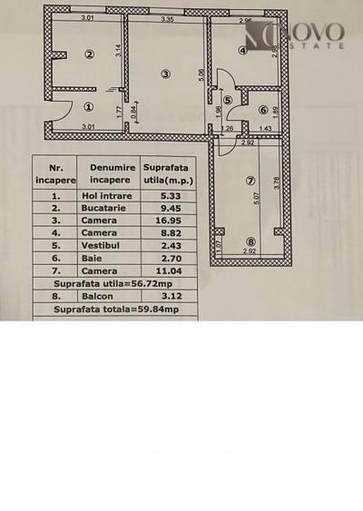 Apartament cu 3 camere semidecomandat în 1 Decembrie 1918