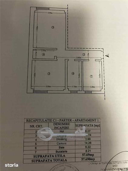 Apartament cu 2 camere decomandat în Bucium