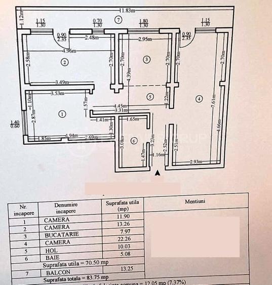 Apartament cu 3 camere în Canta