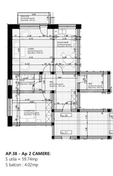 Apartament cu 2 camere decomandat în Sânpetru